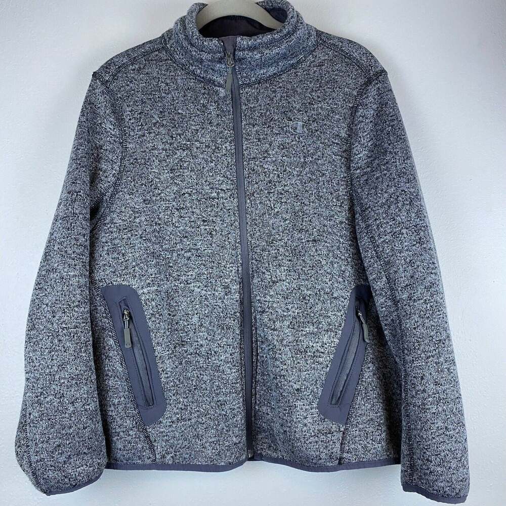 EUC Champion Sz XL Gray Marble Whisler Samani Melange faux Fur Lined Zip Pkts